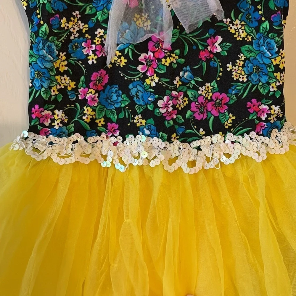 Floral Yellow Ballerina Dress for Kids